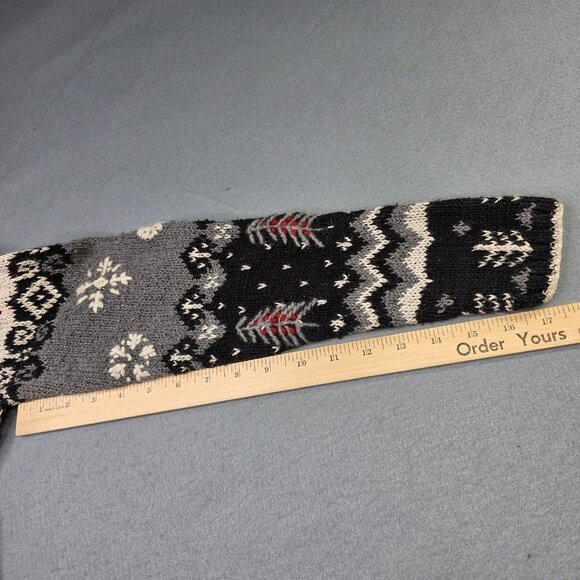 Talbots Sweater Women M Black Fair Isle Snowflake Handknit Linen Blend Mock Neck - Picture 11 of 12